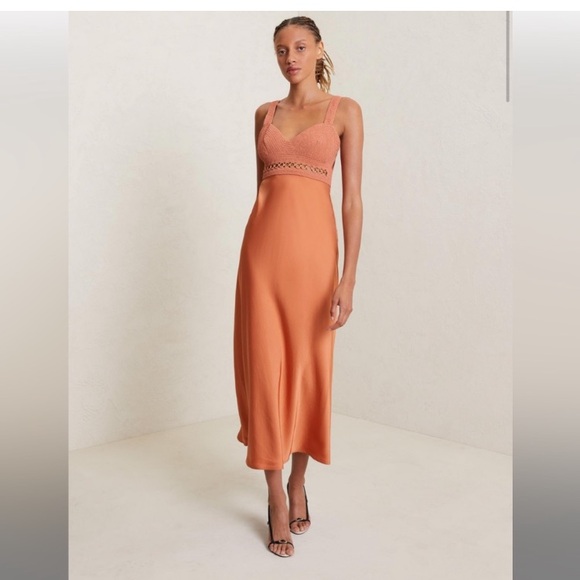 A.L.C Talia Crochet Bodice Satin Midi Dress - Picture 6 of 17